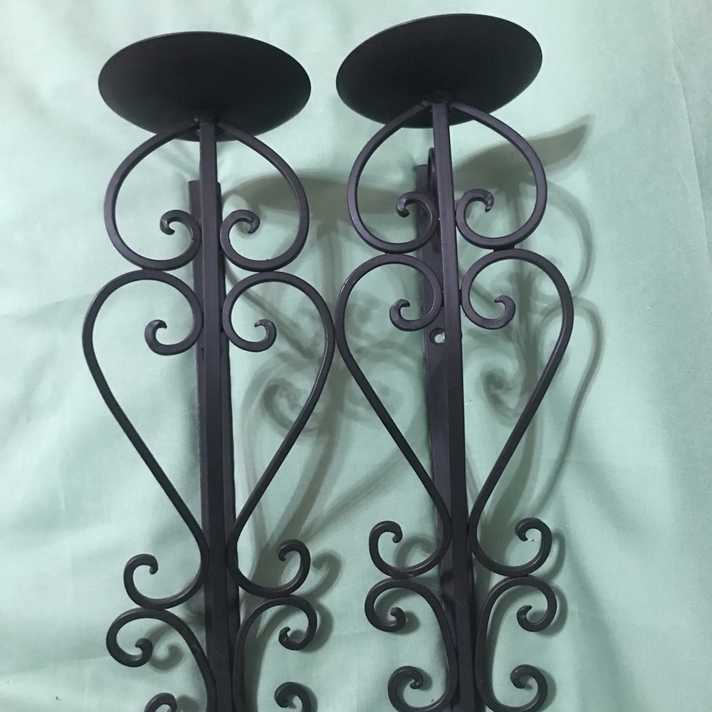 Metal Wall Scones Set of 2 Black 14”L X 4 1/2”W